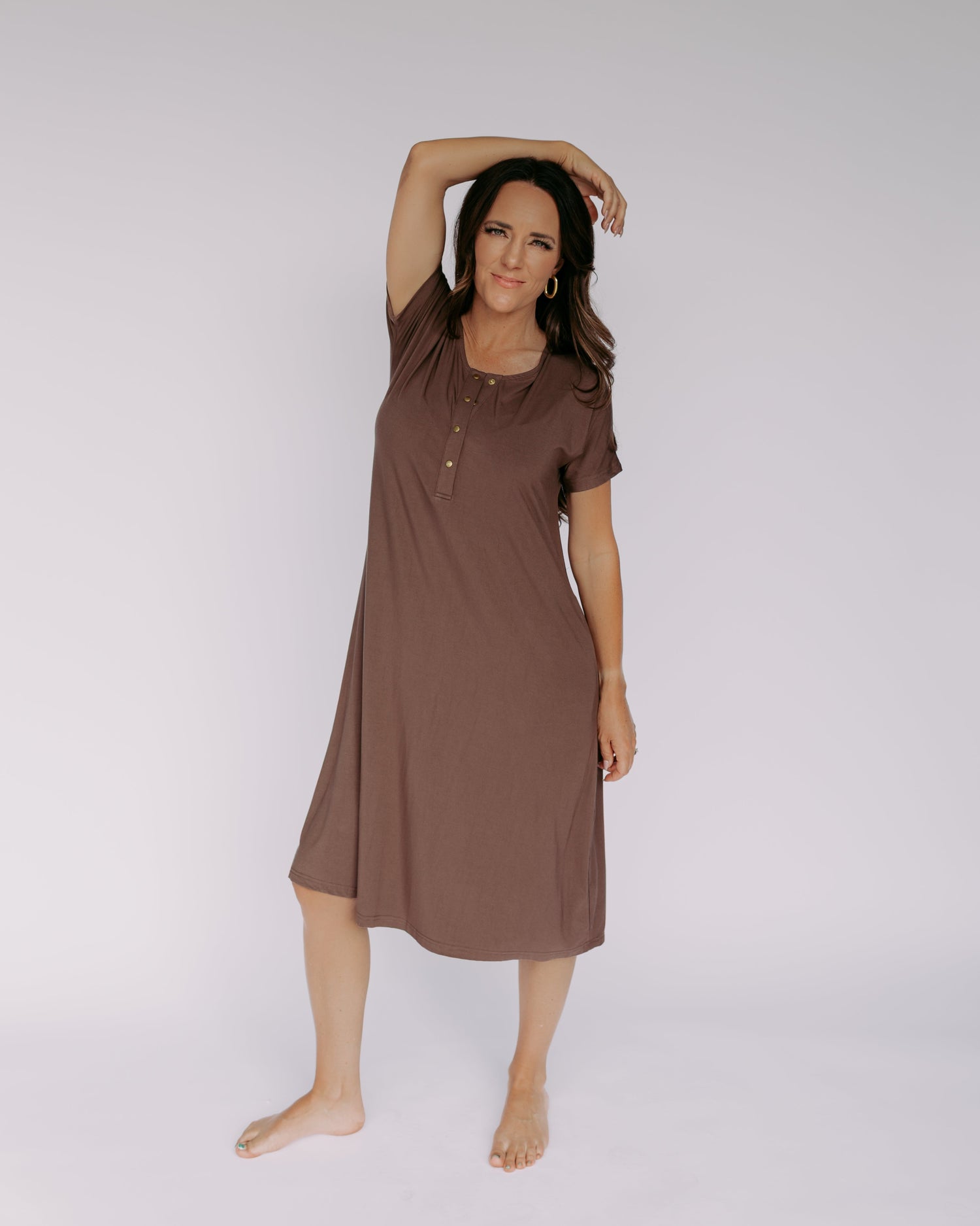 modern house dress La Blanca Oasis Maxi of Swim closed facings Pregnancy Nesting Olive House Dress