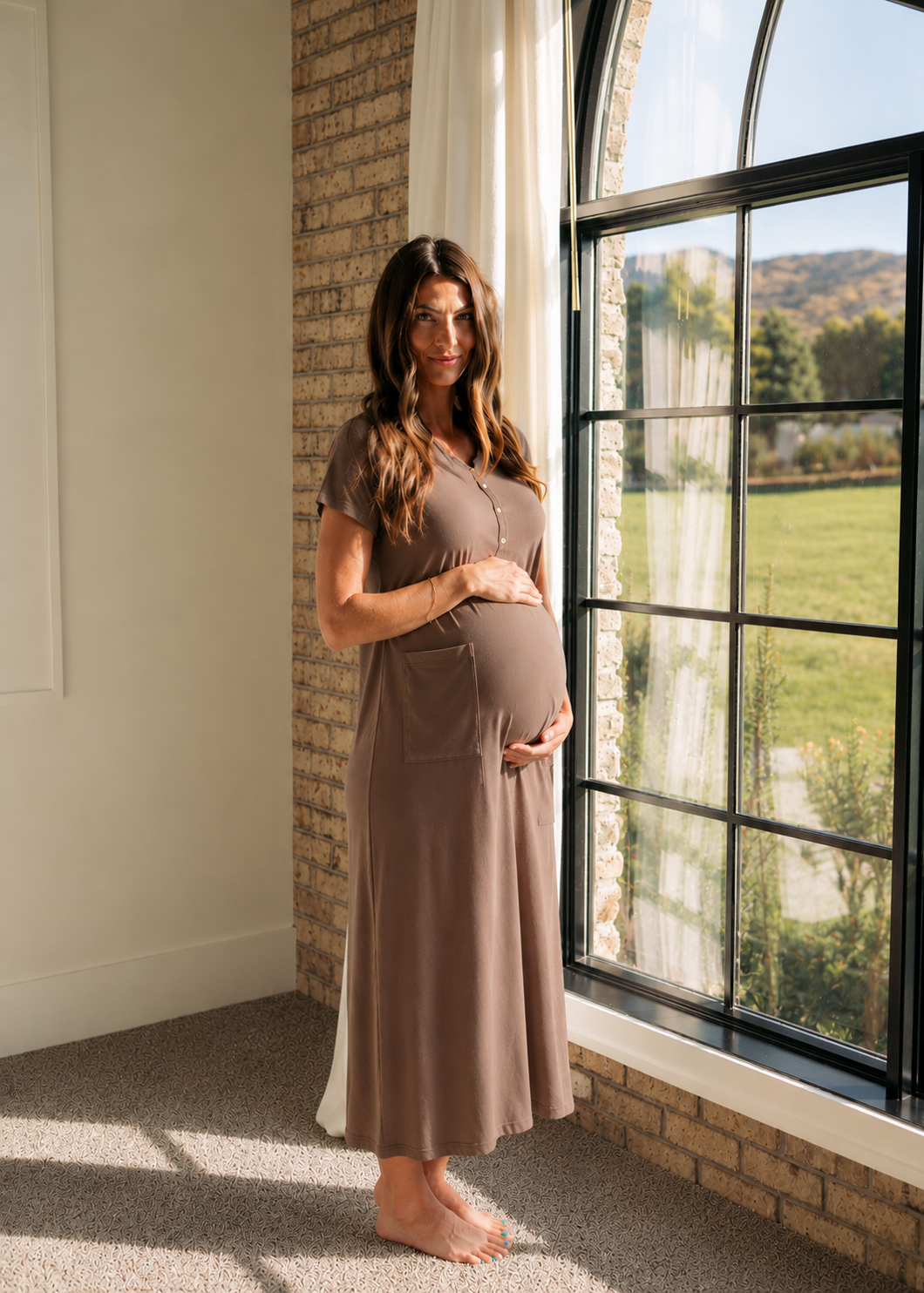 loose maternity dresses Amor Gauze Unique Boho M-XL / Rust Its a winner thanks to its fluid fabric and feminine butterfly sleeves Floral/Dotted Short Sleeves Loose Maternity